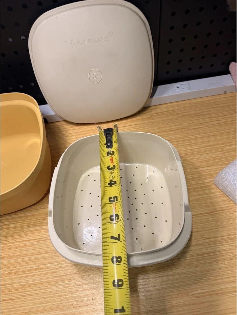 Tupperware Microwave Steamer Square Serving Bowl Vintage 3-pc 887-9 Harvest Gold